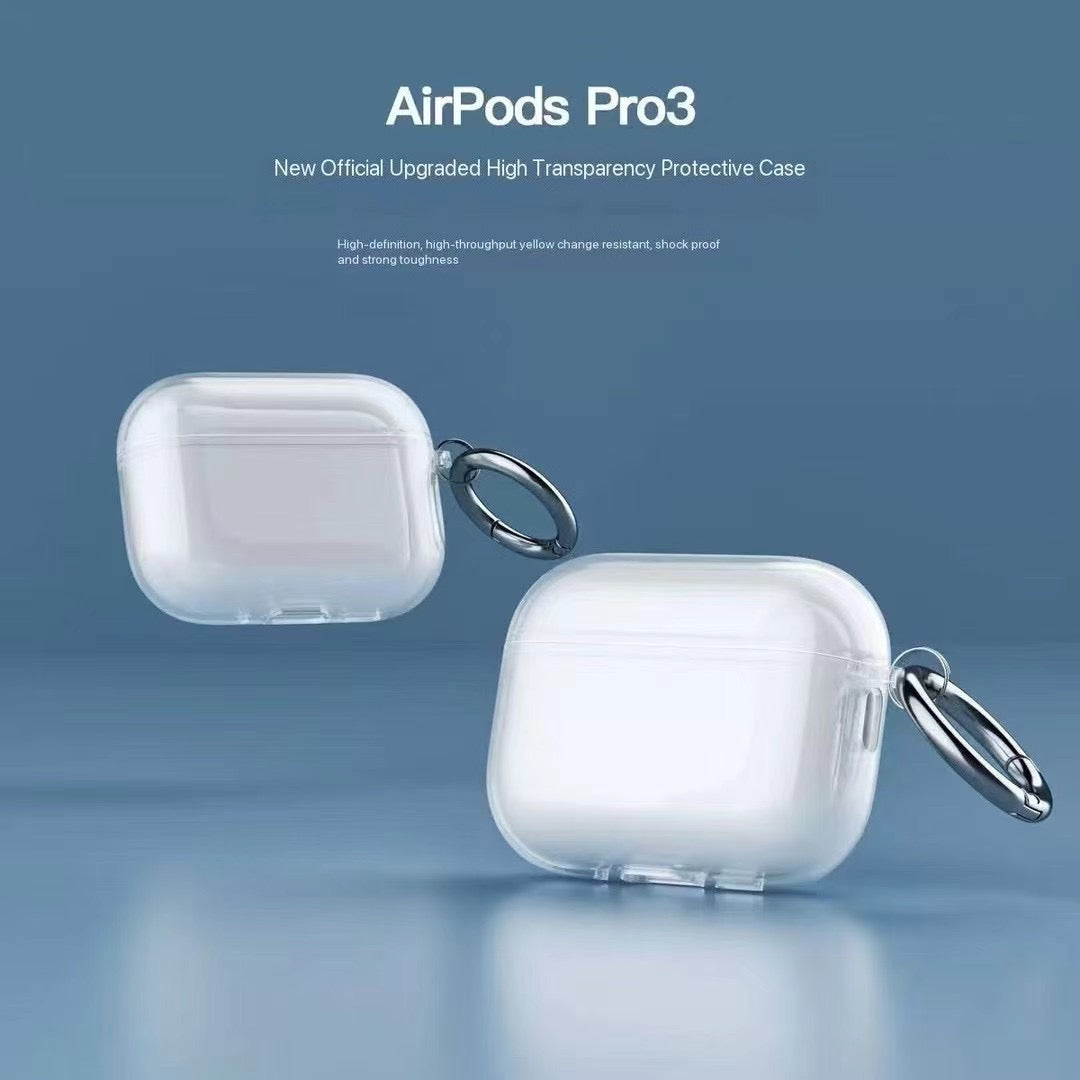 금속 후크가 있는 투명한 AirPods 케이스